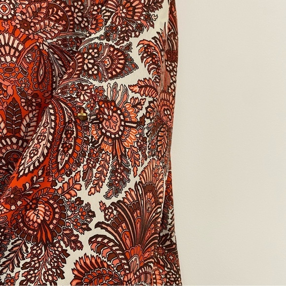 Zara Basic Red and Cream Paisley Blouse Size S - Picture 8 of 8